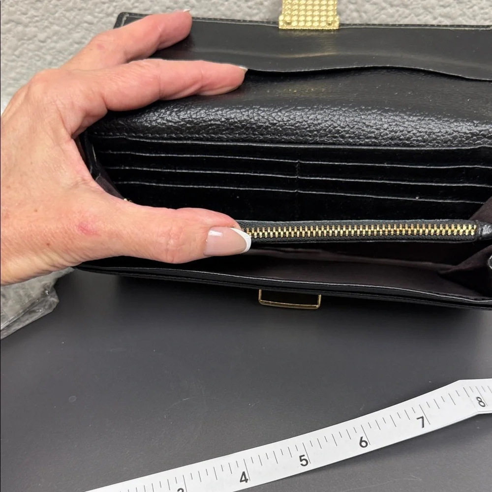 Vintage Miu Miu Black Leather Wallet with Gold Accent